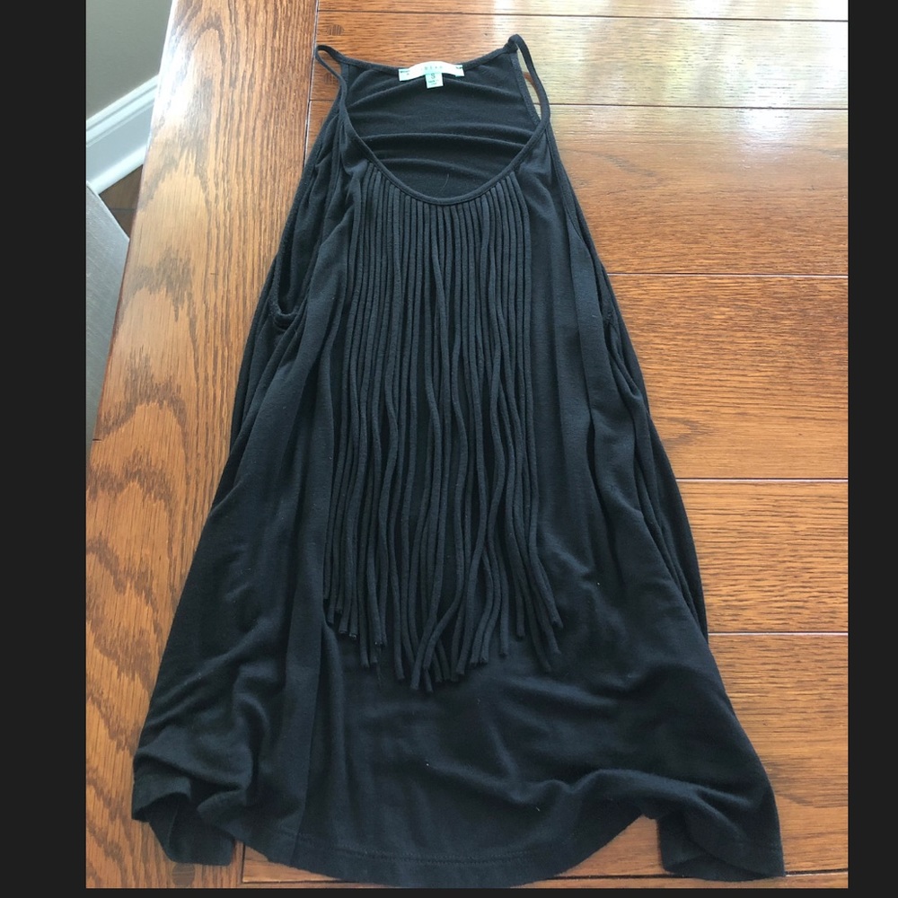 Black tank top with fringes